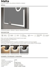 miroir led malta | Éclairage 3 LED & antibuée