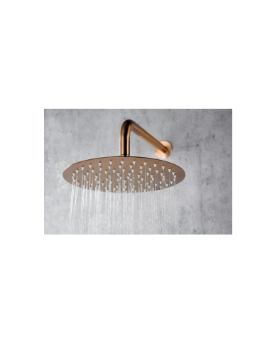 Robinetterie thermostatique encastrée Or rose brossé, design élégant et rond, douche de tête rétro.