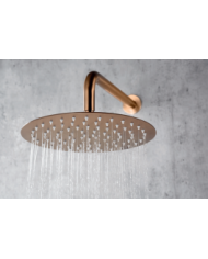 Robinetterie thermostatique encastrée Or rose brossé, design élégant et rond, douche de tête rétro.