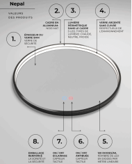 miroir salle de bain led noir | LEDIMEX antibuée