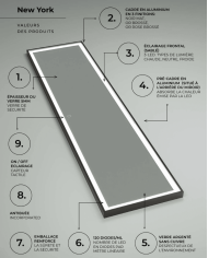miroir led New York LEDIMEX | Éclairage 3 teintes antibuée