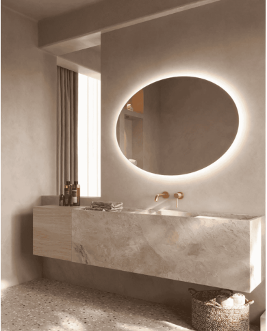 miroir ovale ledimex | Rétroéclairage LED 80x100cm