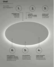 miroir ovale ledimex | Rétroéclairage LED 80x100cm