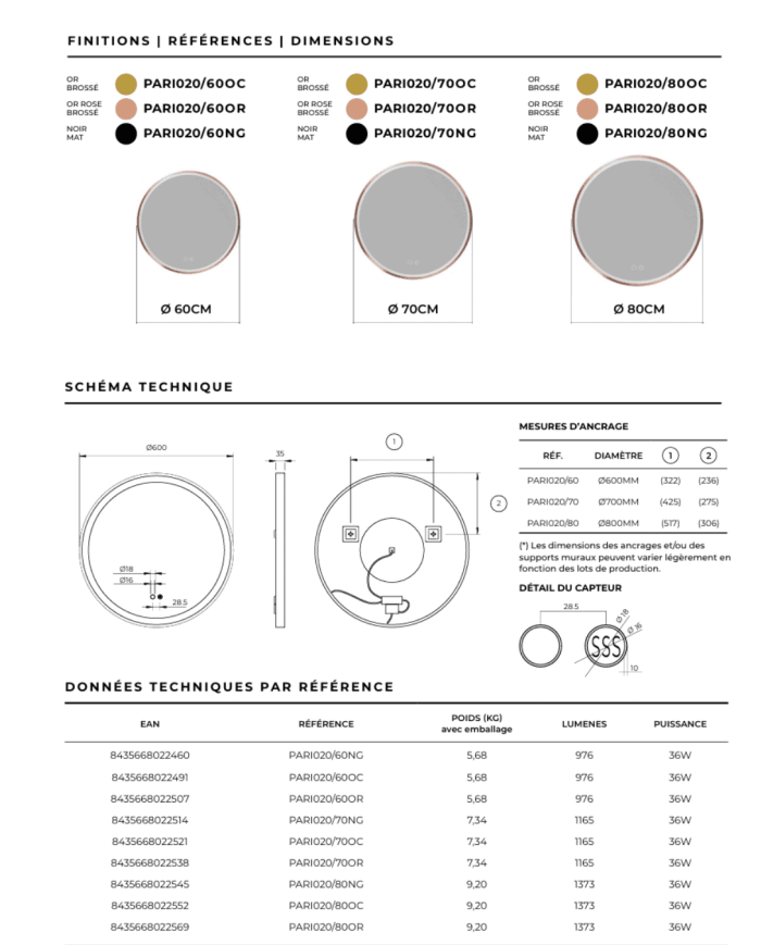 Miroir LED salle de bain | LEDIMEX rond et antibuée
