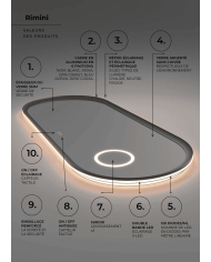 miroir led rimini | 6 finitions élégantes LEDIMEX