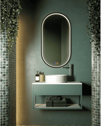 Miroir salle de bain LED noir | Rio LEDIMEX 90x50cm