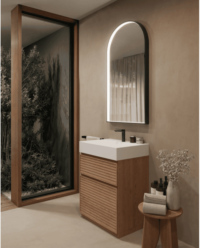 Miroir salle de bain LED noir | Design arche 60x110
