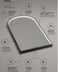Miroir salle de bain LED noir | Design arche 60x110