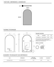 Miroir salle de bain LED noir | Design arche 60x110