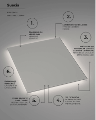 Miroir LED Suecia | Éclairage froid 6500K sans cuivre