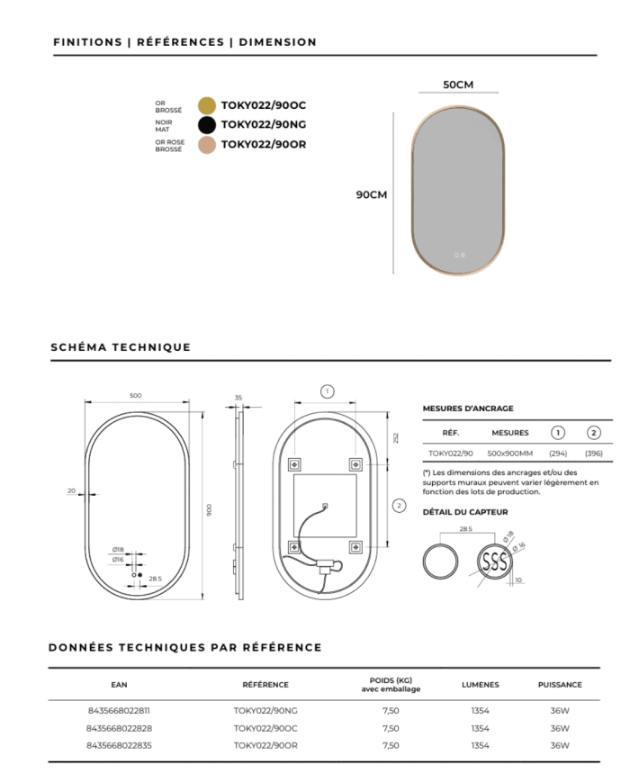 Miroir Tokyo - LEDIMEX