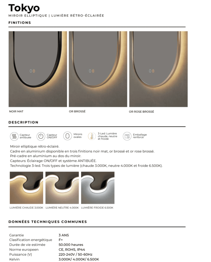 Miroir Tokyo - LEDIMEX
