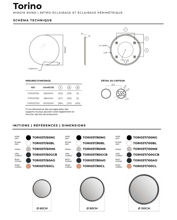 Miroir Torino - LEDIMEX