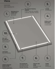 miroir led vienna ledimex | éclairage 3 teintes antibuée