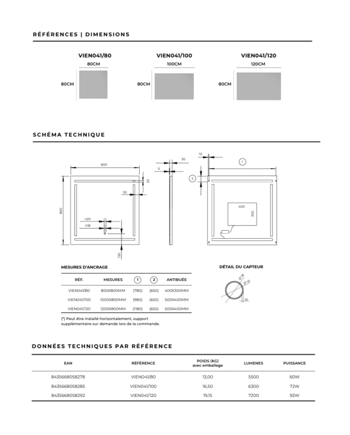Miroir Viena - LEDIMEX