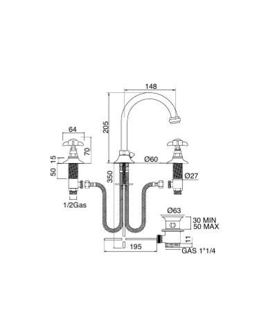 Mélangeur bec haut lavabo - Sbordoni