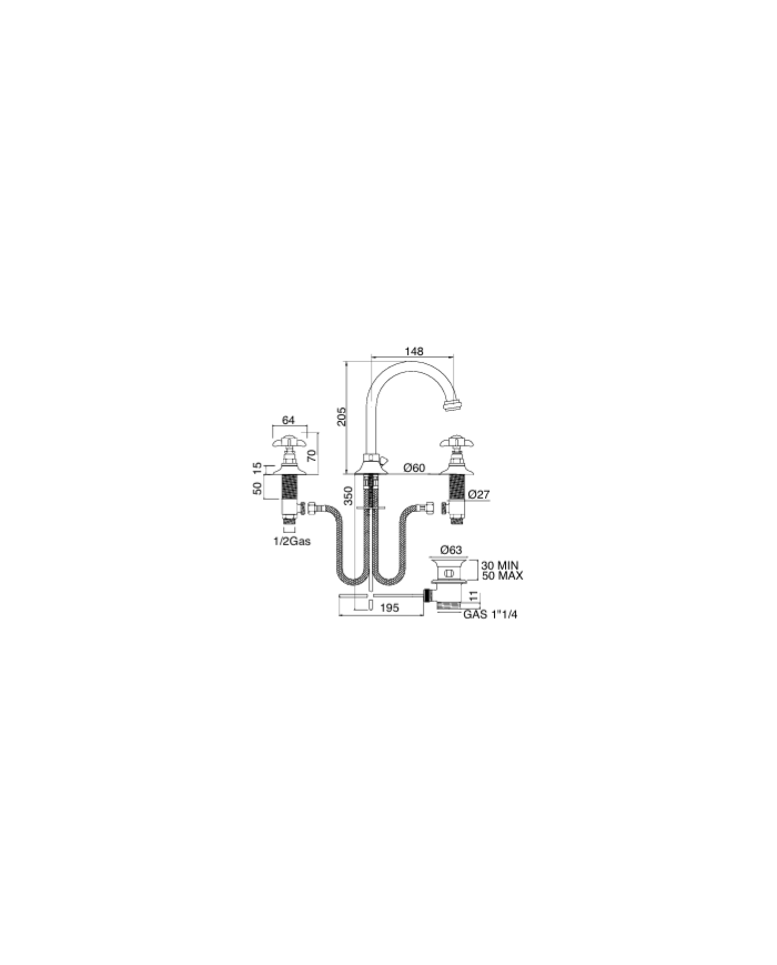 Mélangeur bec haut lavabo - Sbordoni