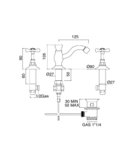 Mélangeur lavabo 3 trous - Sbordoni
