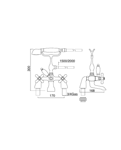 Mélangeur bain/douche poser - Sbordoni