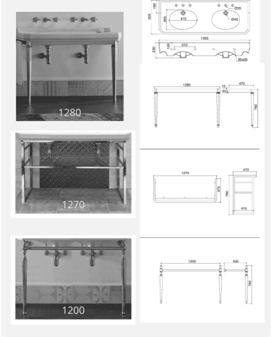 lavabo double sbordoni | Console rétro 135 cm