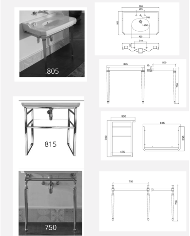 Lavabo rétro Sbordoni | Console Romana 90 cm
