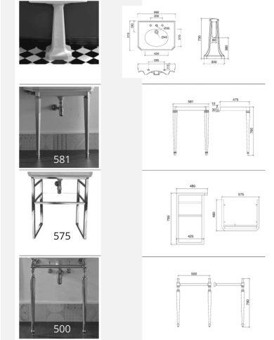 lavabo rétro sbordoni | Console Romana 650 mm