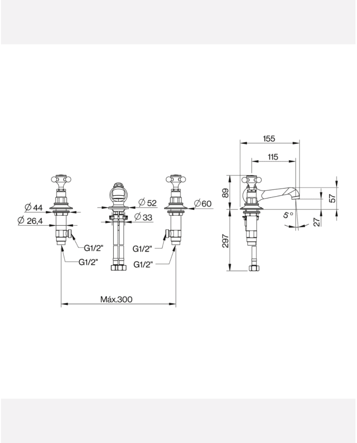 Robinet 3 trous Lamport - Cifial
