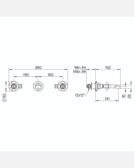 Robinet 3 trous mural Lamport - Cifial