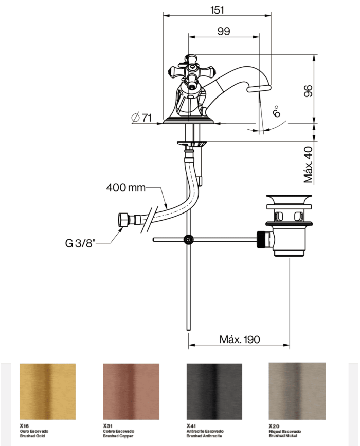 Robinet monobloc lavabo Edwardian - Cifial