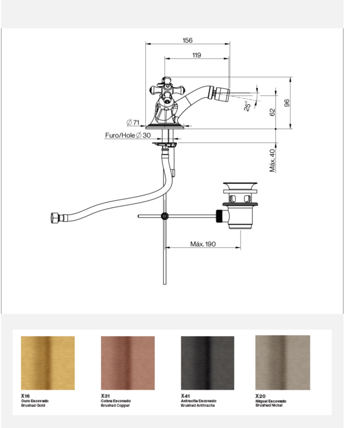 Robinet monobloc bidet Edwardian - Cifial