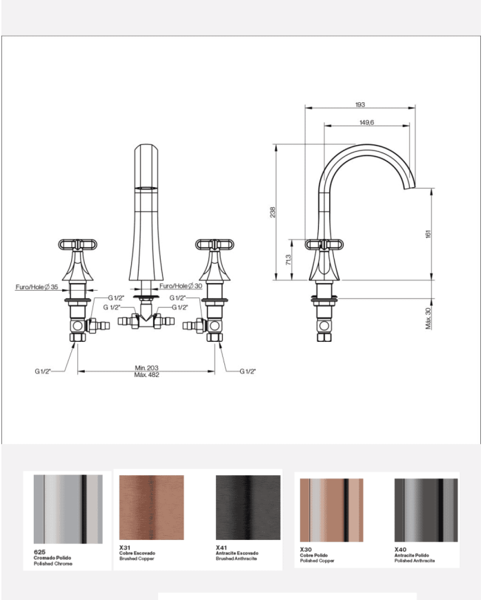 mélangeur lavabo 3 trous cifial | Cifial Hexa
