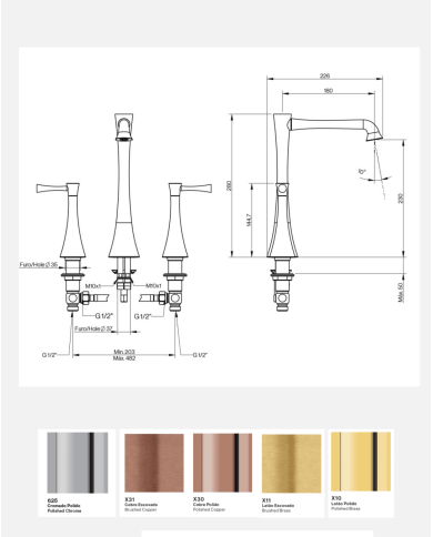 Mélangeur lavabo 3 trous L-Spout - Cifial