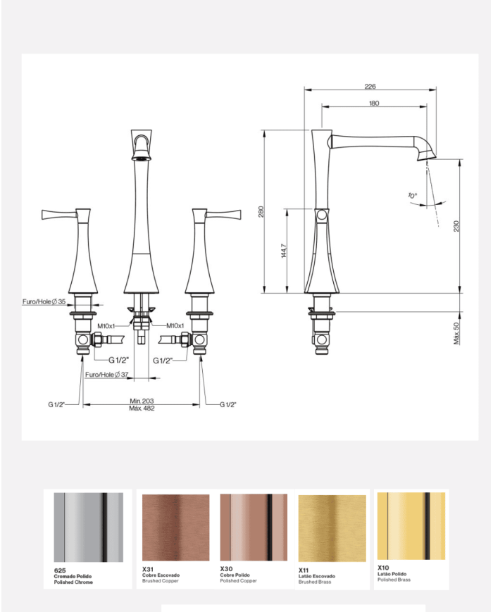 mélangeur lavabo 3 trous cifial | Cifial L-Spout