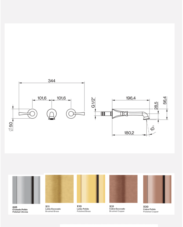 Mélangeur mural 3 trous L-Spout - Cifial