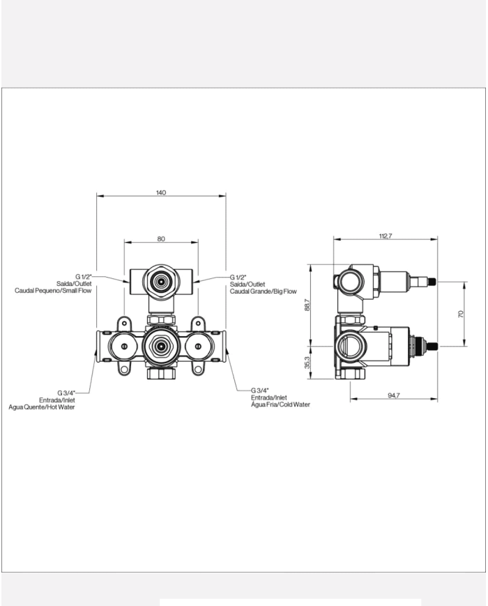 Thermostatique mural 2 sorties L-Spout Cifial