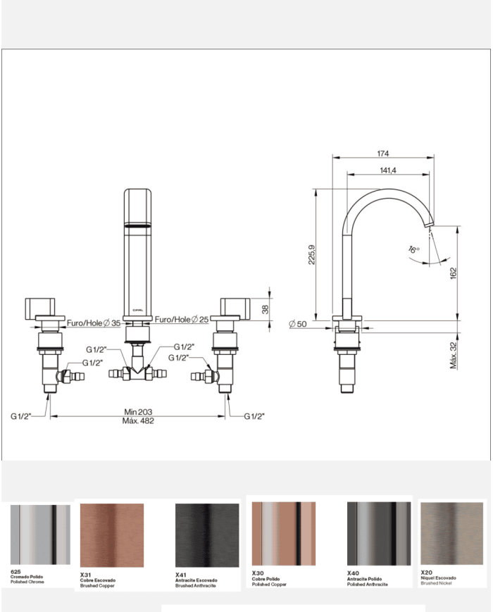 Mélangeur lavabo 3 trous à poser M3 - Cifial