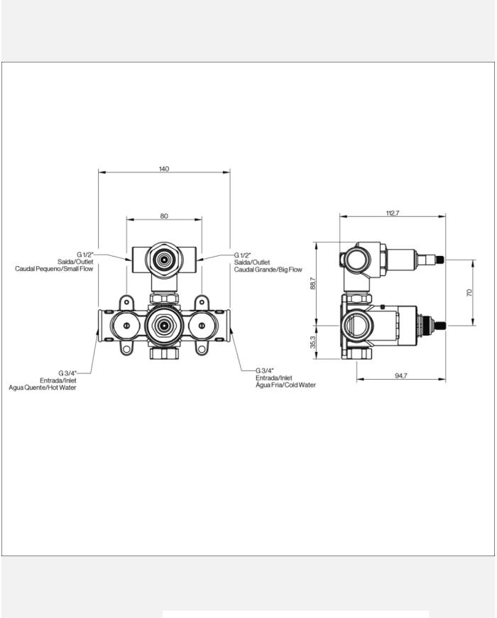 Mélangeur thermostatique douche 2 sorties M3 - Cifial