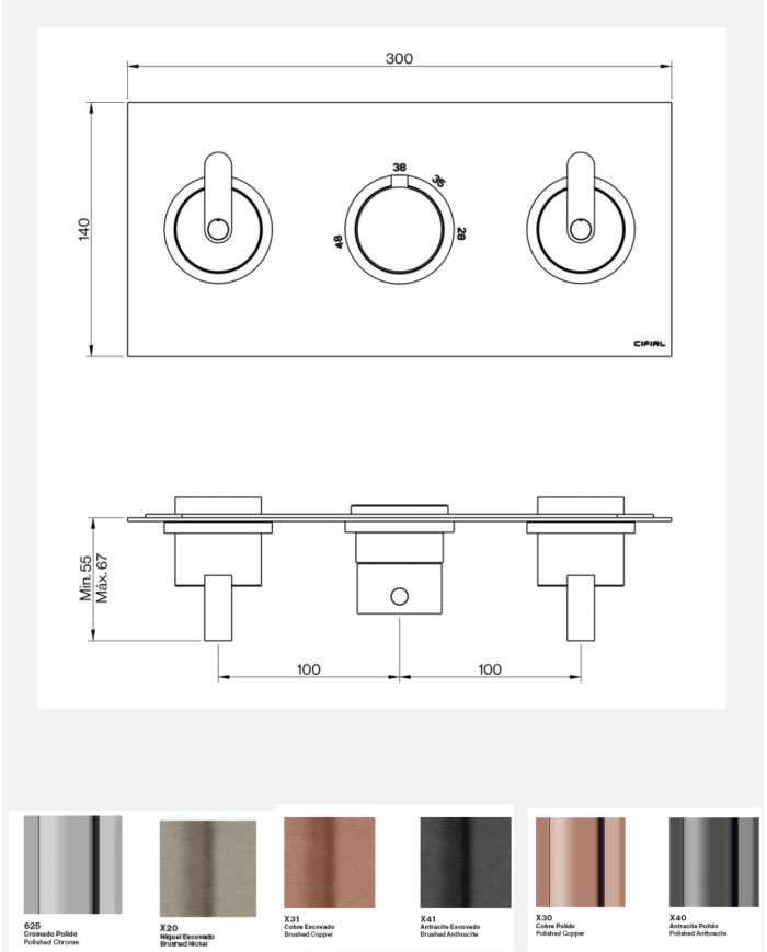 mélangeur thermostatique cifial | M3 encastrable sol