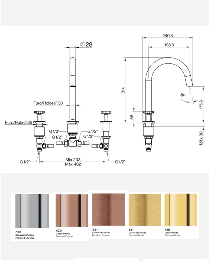 Mitigeur baignoire 3 trous TX300 - Cifial