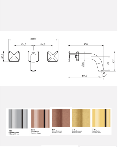 Mitigeur baignoire encastré 3 trous TX300 - Cifial