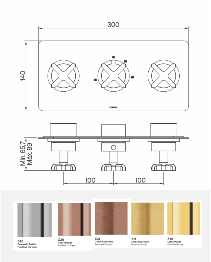 Mitigeur douche horizontal thermostatique TX300 - Cifial