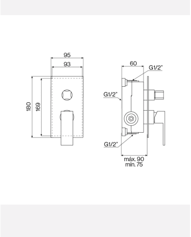 Mitigeur douche 2 sortie R90 - Cifial