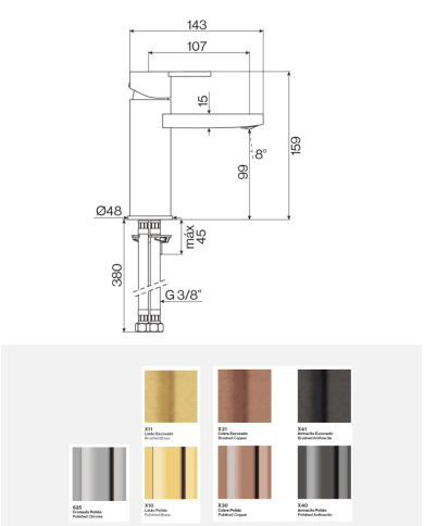 Mélangeur lavabo monotrou Lounge - Cifial