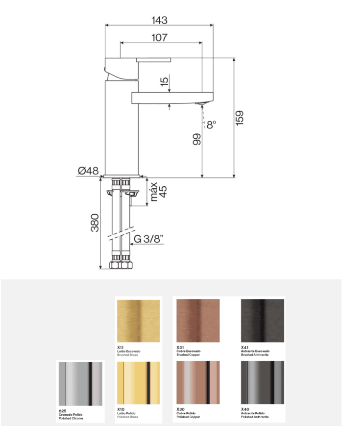 Mélangeur lavabo monotrou Lounge - Cifial
