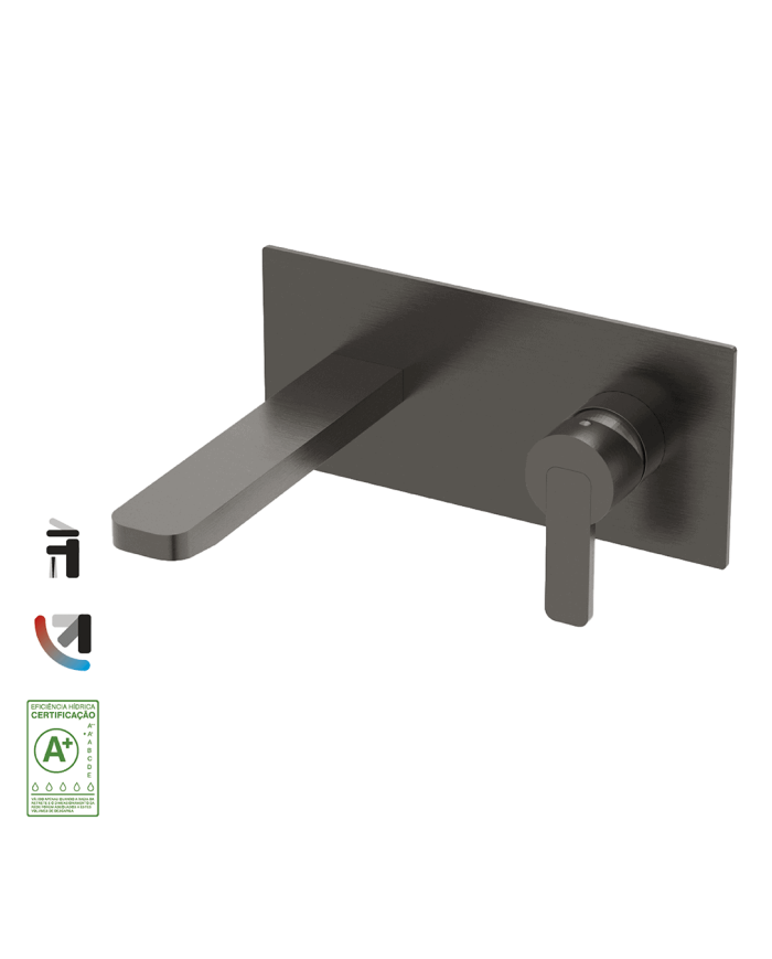 Mélangeur lavabo encastré noir mat Cifial Lounge, design moderne, finition élégante.