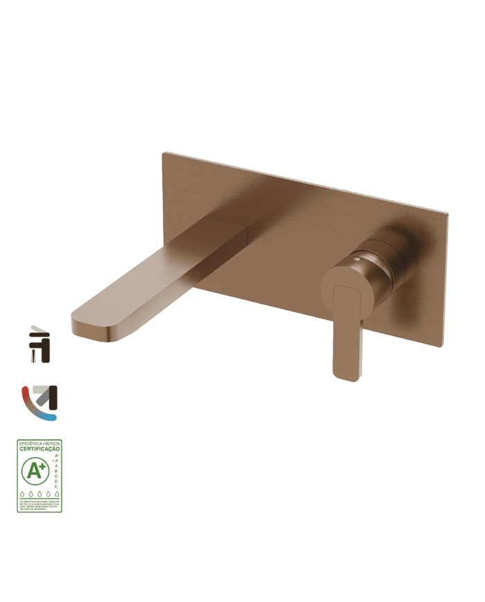 Mélangeur lavabo encastré Cifial Lounge, finition cuivre mat, design élégant et minimaliste.