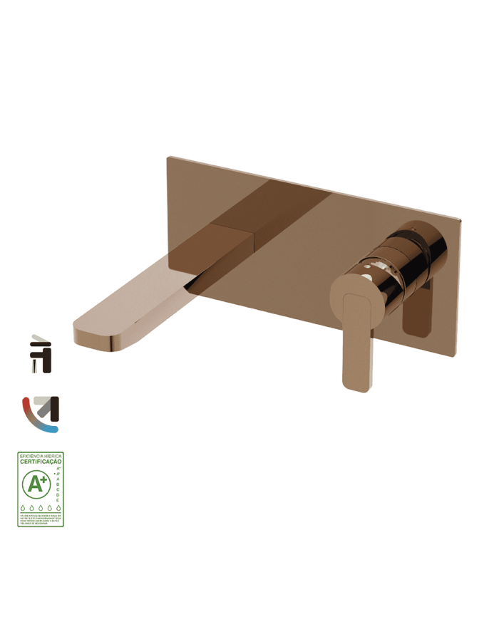 Mélangeur lavabo encastré Lounge Cifial en finition cuivrée, robinetterie élégante et moderne