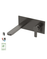 Mélangeur lavabo encastré noir mat 208mm Cifial, design épuré, finition élégante.