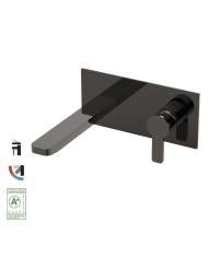 Mélangeur lavabo encastré noir mat Cifial Lounge, design moderne, bec plat, manette ronde.