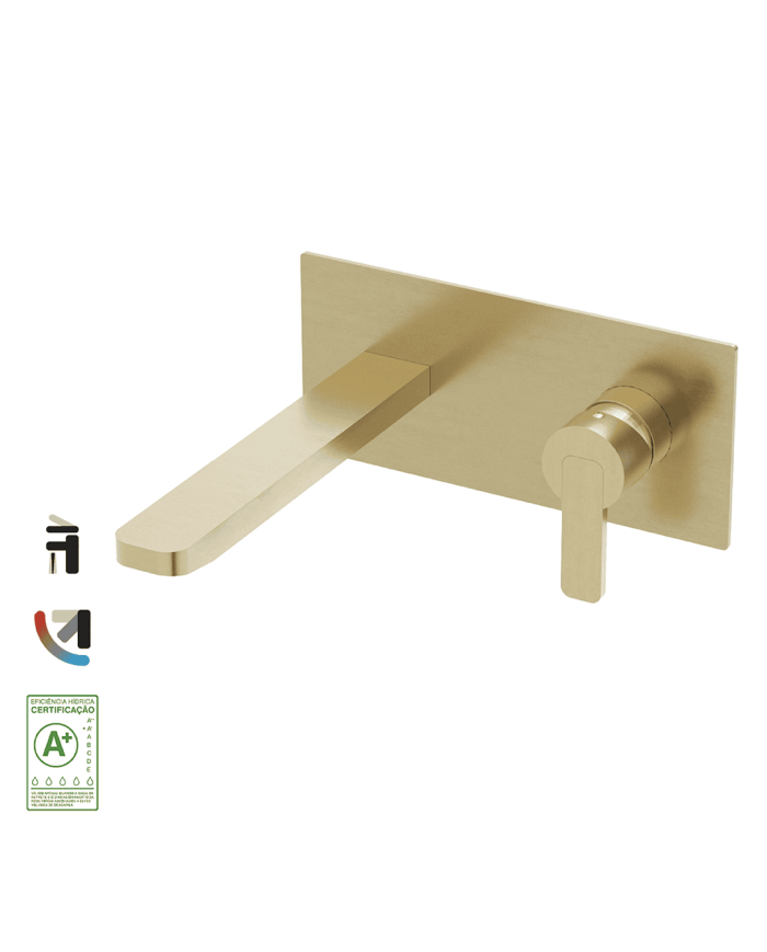 Mélangeur lavabo encastré doré 208mm Lounge Cifial, design moderne et élégant